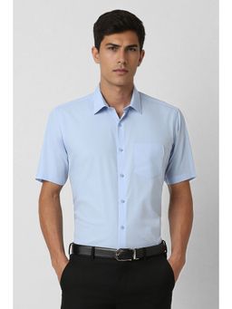 Van Heusen - Men Light Blue Regular Fit Solid Half Sleeves Formal Shirt