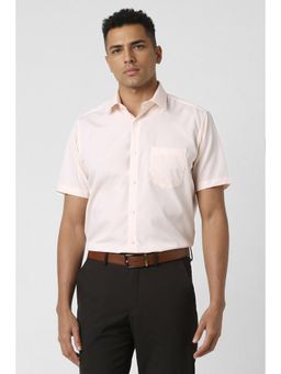Van Heusen - Men Peach Regular Fit Solid Half Sleeves Formal Shirt