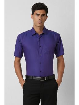 Van Heusen - Men Purple Regular Fit Solid Half Sleeves Wedding Shirt