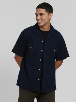 American Eagle - Ae Linen-Blend Button-Up Poolside Casual Shirt