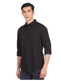U.S. POLO ASSN. - Men Black Slim Fit Solid Casual Shirt