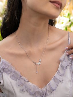 Shaya by CaratLane - White Vanessa Butterfly & Flower 925 Silver Necklace
