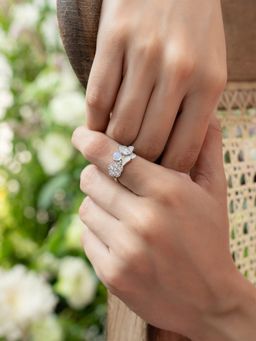 Shaya by CaratLane - White Mariposa Butterfly & Flower 925 Silver Ring