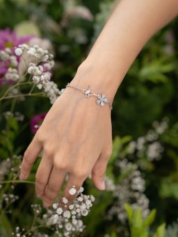 Shaya by CaratLane - White Vanessa Butterfly & Flower 925 Silver Bracelet
