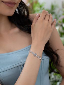 Shaya by CaratLane - White Lily Flower & Butterfly 925 Silver Bracelet