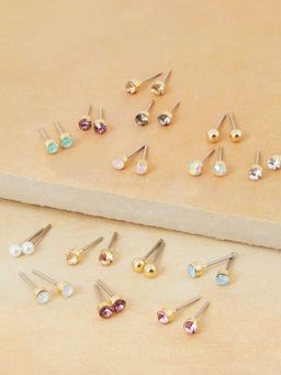 Accessorize London - Multi-Color Stone Stud Earrings (Pack of 15)