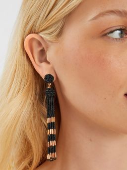 Accessorize London - Green Beaded Tassel Drop Earrings