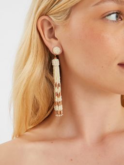 Accessorize London - Off White Beaded Tassel Drop Earrings