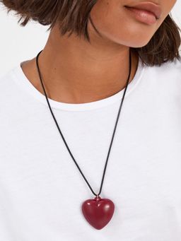 Accessorize London - Red Resin Heart Long Cord Necklace