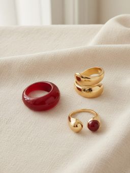 Accessorize London - Multi-Color Chunky Resin Rings (Pack of 3) (S)