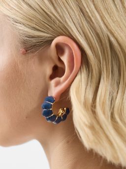 Accessorize London - Blue Ribbed Chunky Hoop Earrings