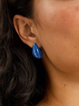 Accessorize London - Blue Chunky Resin Curve Drop Earrings