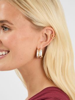 Accessorize London - Multi-Color Mixed Metal Chunky Hoop Earrings