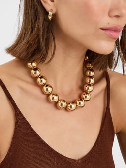 Accessorize London - Gold Chunky Bead Collar Necklace