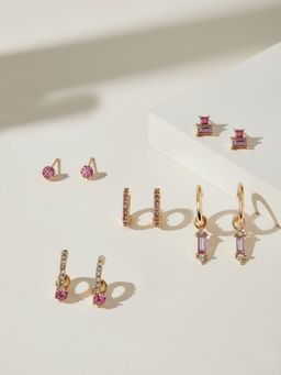 Accessorize London - Multi-Color Gem Diamante Stud & Hoop Earrings (Pack of 5)