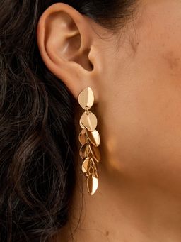 Accessorize London - Gold Leaf Drop Earrings