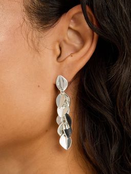 Accessorize London - Silver Leaf Drop Earrings