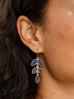 Accessorize London - Blue Beaded Leaf Drop Earrings