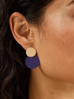 Accessorize London - Navy Blue Navy Double Circle Drop Earrings