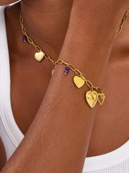 Accessorize London - Gold-Plated Heart Charm Bracelet