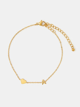 Accessorize London - Gold-Plated Heart A Initial Bracelet