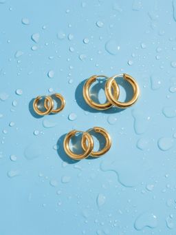 Accessorize London - Gold-Plated Clicker Hoop Earrings (Pack of 3)