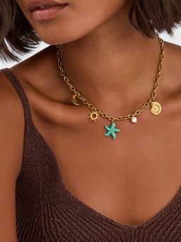 Accessorize London - Multi-Color Gold-Plated Starfish Charm Necklace