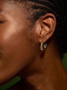 Accessorize London - Gold-Plated Mixed Metal Twist Hoop Earrings