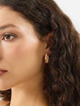 Accessorize London - Gold Ball Twist Hoop Earrings