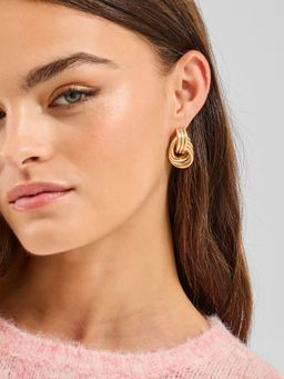 Accessorize London - Gold Triple Link Knot Drop Earrings