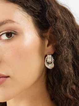 Accessorize London - Silver Triple Link Knot Drop Earrings