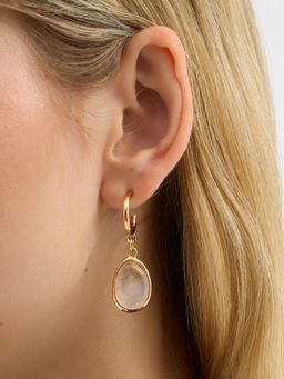Accessorize London - White Resin Stone Drop Hoop Earrings