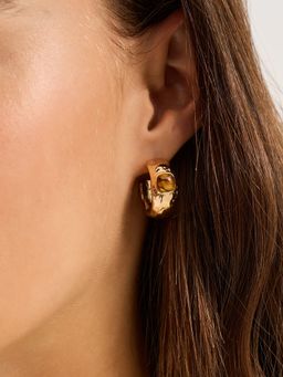 Accessorize London - Yellow Resin Stone Hoop Earrings