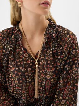 Accessorize London - Gold Chain Mail Lariat Tassel Necklace