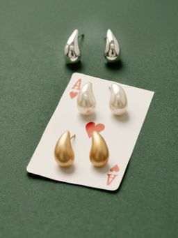 Accessorize London - Multi-Color 3-Pack Mini Chunky Teardrop Earrings (Pack of 3)