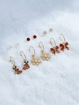 Accessorize London - Multi-Color Christmas Stud & Hoop Earrings (Pack of 6)