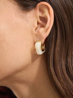 Accessorize London - White Chunky Square Resin Hoop Earrings