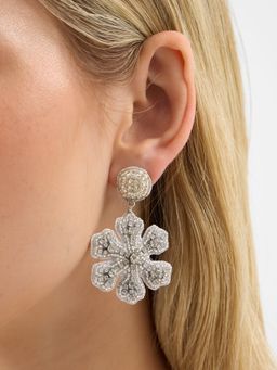 Accessorize London - White Beaded Snowflake Drop Earrings