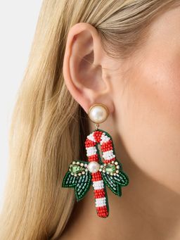 Accessorize London - Multi-Color Beaded Candy Cane Drop Earrings