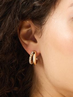 Accessorize London - White Mini Diamante Double Hoop Earrings