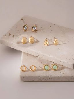 Accessorize London - Multi-Color Mixed Stone Stud Earrings (Pack of 5)