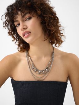 Accessorize London - White Diamante Chain Layered Necklace