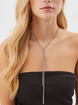 Accessorize London - White Cupchain Diamante Lariat Necklace