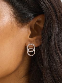 Accessorize London - White Infinity Pave Mini Drop Earrings