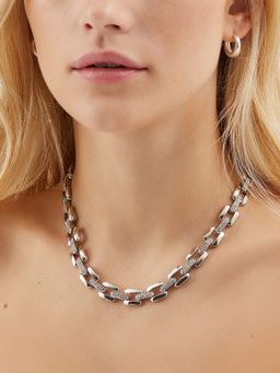 Accessorize London - Silver Chunky Diamante Chain Necklace