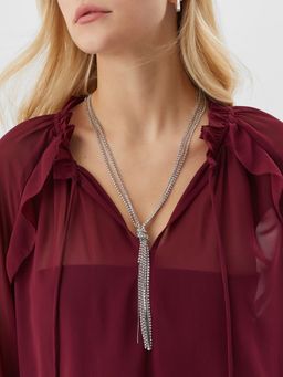 Accessorize London - Silver Sparkle Knot Lariat Necklace