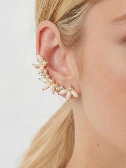 Accessorize London - Off White Pearl Petal Climber Earrings
