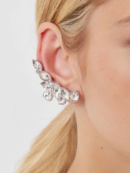 Accessorize London - White Diamante Climber Earrings