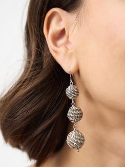 Accessorize London - Silver Beaded Triple Orb Drop Earrings