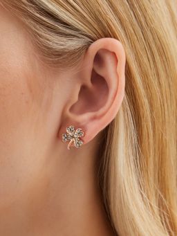 Accessorize London - White Diamante Clover Stud Earrings
